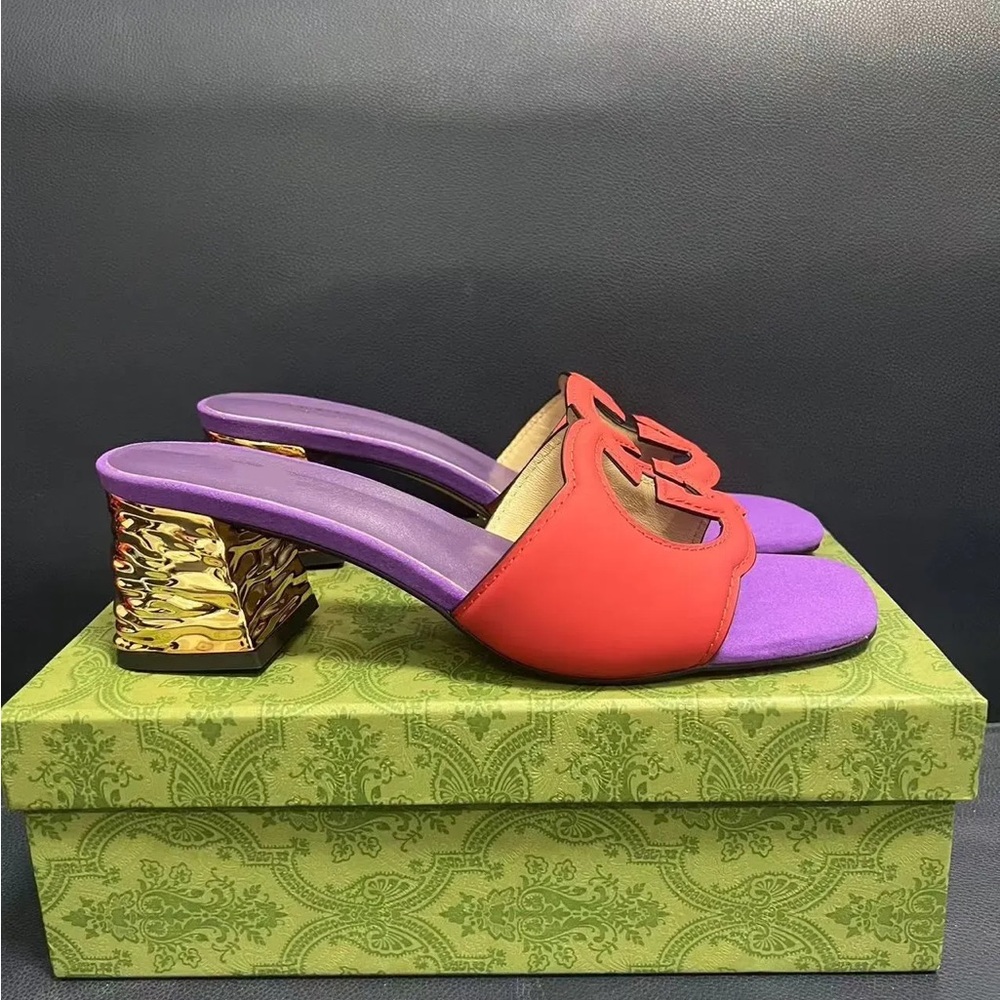 Stylish Red and Purple Women's Mules
